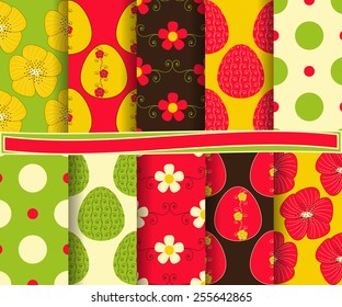 set of  vector abstract Happy Easter paper for scrapbook