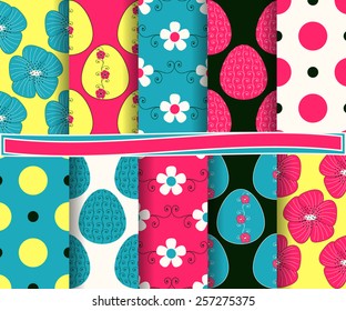 set of  vector abstract Happy Easter paper for scrapbook