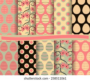 set of  vector abstract Happy Easter paper for scrapbook