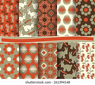 set of  vector abstract Happy Easter paper for scrapbook