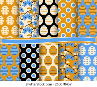 set of  vector abstract Happy Easter paper for scrapbook