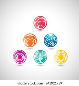 Set of vector abstract icons in asian style.