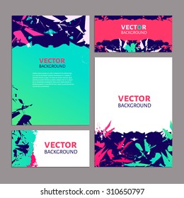 Set of vector abstract inkblot test luminescent templates for modern design