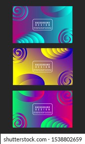 set Vector abstract line, liquid, round, shaple, colorful gradient design background template. Suitable for persentation, web Header, or anything. EPS Vector.