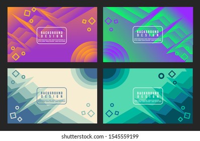 set Vector abstract line, liquid, round, shaple, colorful gradient design background template. Suitable for persentation, web Header, or anything. EPS Vector.