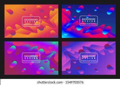 set Vector abstract line liquid round shaple colorful gradient design background template. Suitable for persentation, web, or anything. EPS File.
