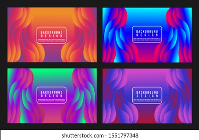 set Vector abstract line liquid round shaple colorful gradient design background template. Suitable for persentation, web, or anything. EPS File.