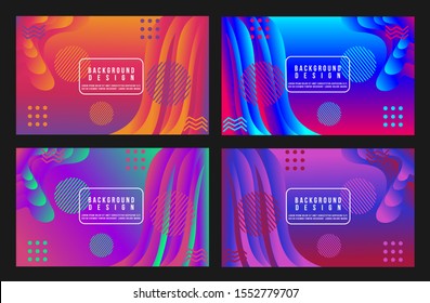 set Vector abstract line liquid round shaple colorful gradient design background template. Suitable for persentation, web, or anything. EPS File.