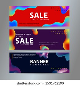 Set vector abstract liquid color design banner web template. Modern flat material design