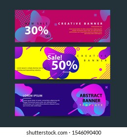Set vector abstract liquid color design banner web template. Modern flat material design