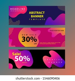 Set vector abstract liquid color with memphis material design banner web template. Modern flat material design