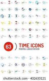 Set of vector abstract logo ideas, time concepts or clock business icon collection. Creative logotype design templates