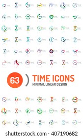 Set of vector abstract logo ideas, time concepts or clock business icon collection. Creative logotype design templates