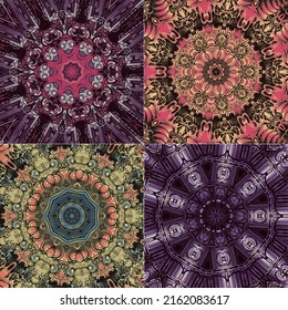 Set of vector abstract mandala design element oriental elegant ornament