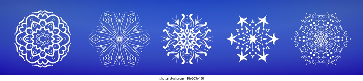 Set Vector, Abstract Mandala on transparent background. Decorative element for design. Abstract mandala graphic design and watercolor digital art painting for ancient geometric concept background