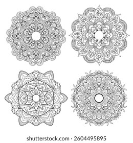 Set of Vector abstract mandala pattern. Art on the wall. Coloring book Lace pattern Design for a wallpaper Paint shirt and tile Sticker Design, Decorative circle ornament in ethnic oriental style