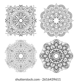 Set of Vector abstract mandala pattern. Art on the wall. Coloring book Lace pattern Design for a wallpaper Paint shirt and tile Sticker Design, Decorative circle ornament in ethnic oriental style