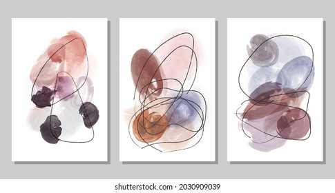 Conjunto de imágenes de minimalismo abstracto vectorial en estilo moderno. Para impresión, cubierta, papel pintado, afiche, diseño de pared.