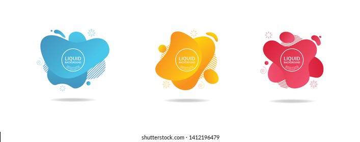 Set of vector abstract modern graphic elements. Dynamical colored forms and line. Gradient abstract banners with flowing liquid shapes. Template for the design of a logo, flyer or presentation