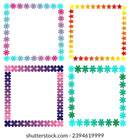 Set of vector abstract multi-colored frames on a white background