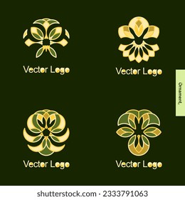 Set of Vector Abstract Ornament Logo Emblems Monoline Line Art Full Color Original Design