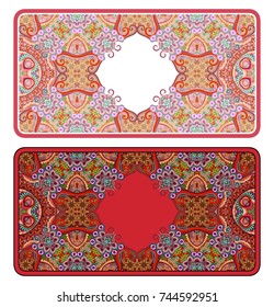 Set of vector abstract ornamental nature color frames. 2 ethnic horizontal banners templates