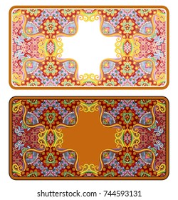 Set of vector abstract ornamental nature color frames. 2 ethnic horizontal banners templates