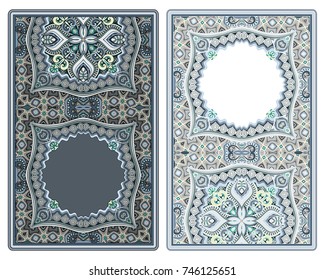 Set of vector abstract ornamental nature color frames. 2 ethnic vertical banners templates