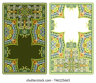 Set of vector abstract ornamental nature color frames. 2 ethnic vertical banners templates