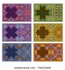 Set of vector abstract ornamental nature color frames. 6 ethnic horizontal banners templates