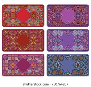 Set of vector abstract ornamental nature color frames. 6 ethnic horizontal banners templates
