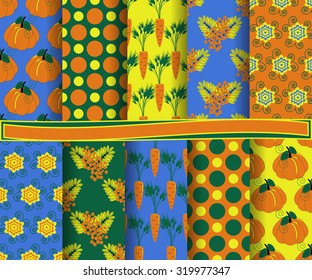 set of vector abstract paper. Decorative shapes and design elements, autumn leaves, berries, pumpkins for scrapbook