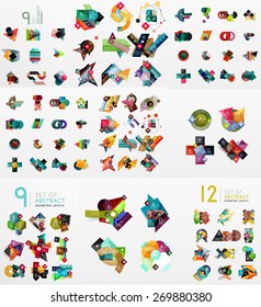 Set of vector abstract paper elements, infographics templates, presentation, banners