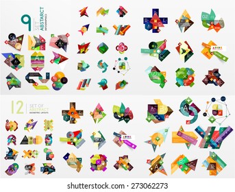 Set of vector abstract paper elements, infographics templates, presentation, banners