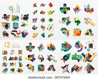 Set of vector abstract paper elements, infographics templates, presentation, banners