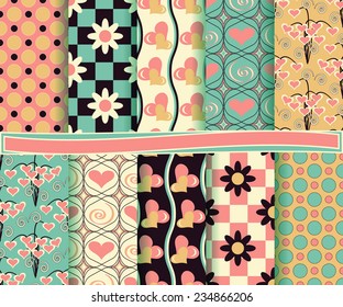 set of  vector abstract paper for scrapbook Valentine's Day  