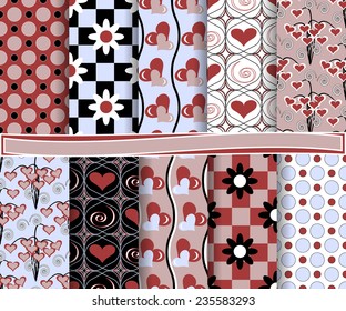 set of  vector abstract paper for scrapbook Valentine's Day   