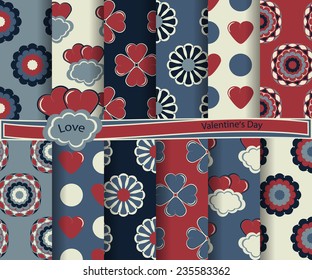 set of  vector abstract paper for scrapbook Valentine's Day 