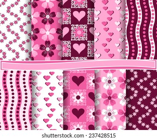 set of  vector abstract paper for scrapbook Valentine's Day   