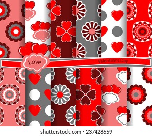 set of  vector abstract paper for scrapbook Valentine's Day 
