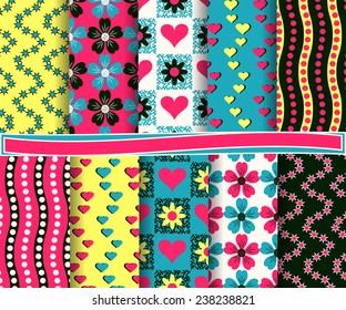 set of  vector abstract paper for scrapbook Valentine's Day   