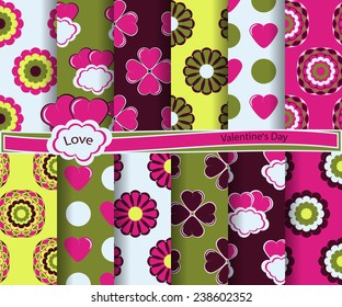 set of  vector abstract paper for scrapbook Valentine's Day 