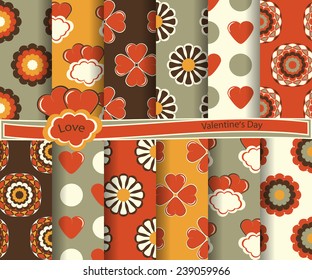 set of  vector abstract paper for scrapbook Valentine's Day 
