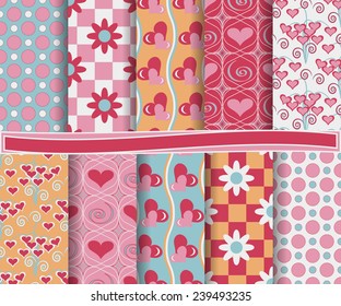 set of  vector abstract paper for scrapbook Valentine's Day   