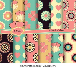 set of  vector abstract paper for scrapbook Valentine's Day 
