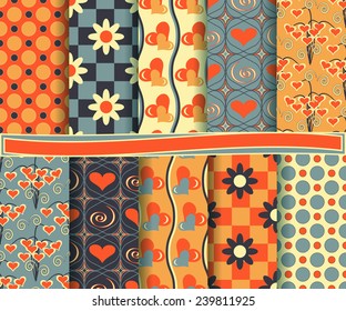 set of  vector abstract paper for scrapbook Valentine's Day   
