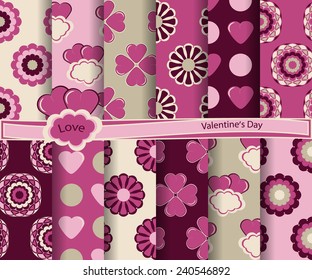 set of  vector abstract paper for scrapbook Valentine's Day 