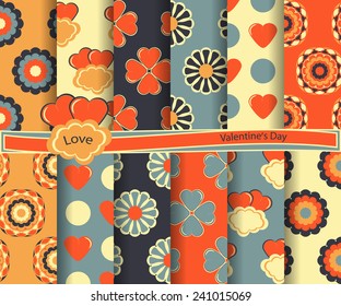 set of vector abstract paper for scrapbook Valentine's Day 