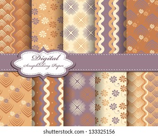 set of vector abstract pattern paper for scrapbook