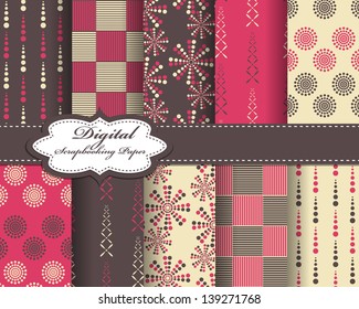 set of vector abstract pattern paper for scrapbook